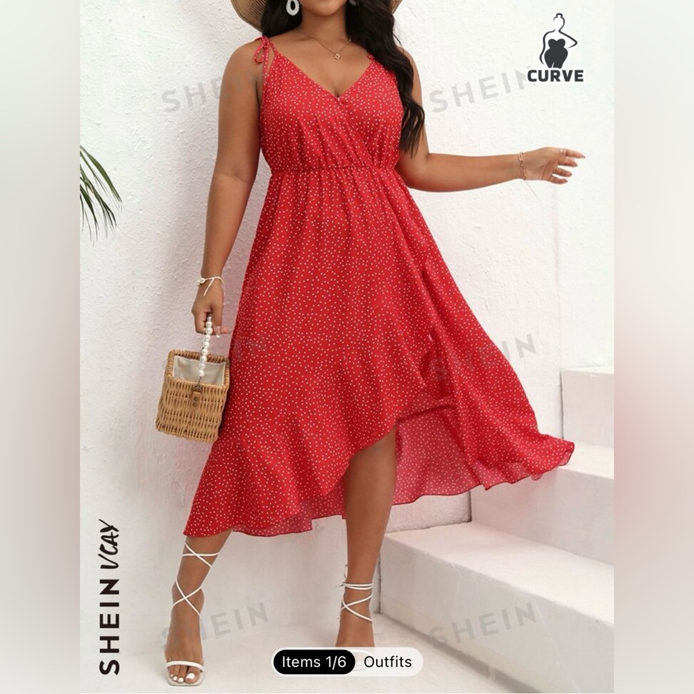 Shein 0XL red & white dress